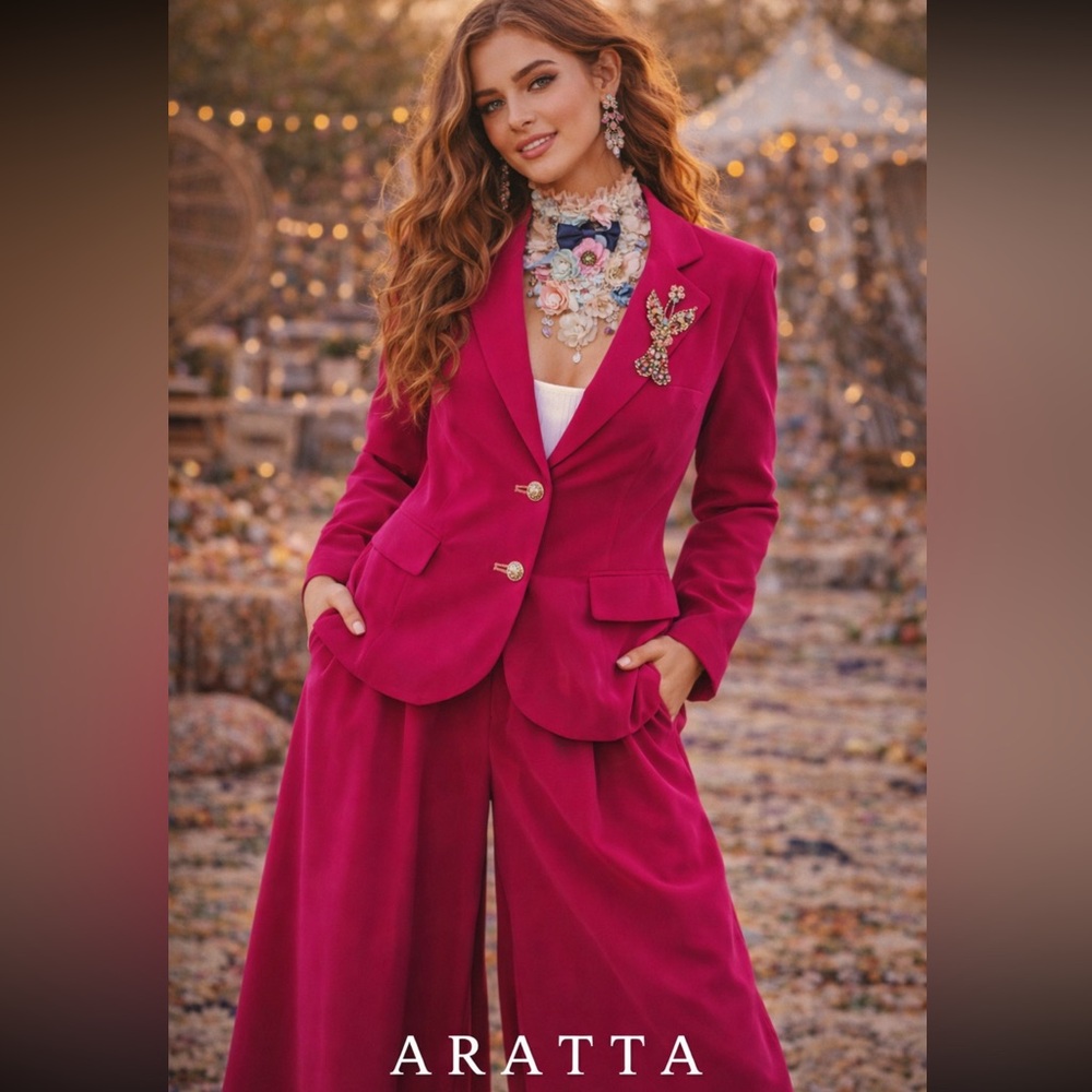 🆕 Aratta Jovie SET Blazer &  Pants. 
Bright Vibrant Velvet Pink. GORGEOUS🤩